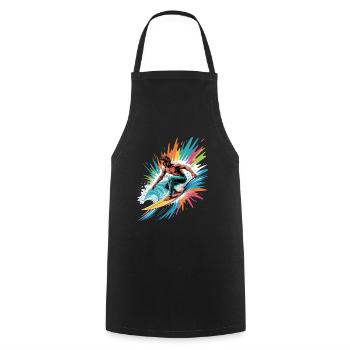 Colorful Surfer Watercolors Splashes Graffiti - Cooking Apron - black - Front - AI Model Male 185 dark (185cm)