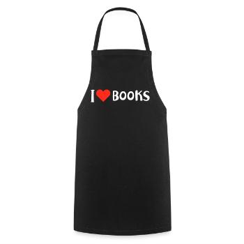 Logo du cœur d’I Love Books - Tablier de cuisine - noir - Devant - AI Model Male 185 dark (185cm)