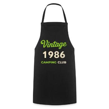 Vintage 1986 – Camping Club Retro Birth Year - Cooking Apron - black - Front - AI Model Male 185 dark (185cm)
