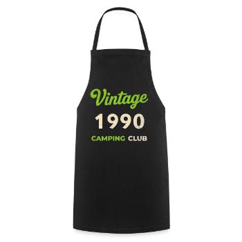Vintage 1990 – Année de naissance rétro du Camping Club - Tablier de cuisine - noir - Devant - AI Model Male 185 dark (185cm)