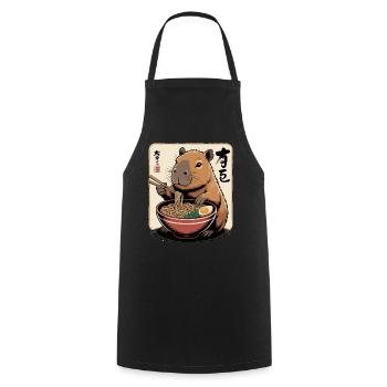 Capybara Ramen Art with Chopsticks - Cooking Apron - black - Front - AI Model Male 185 dark (185cm)