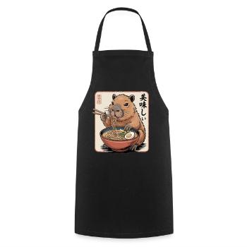Ramen Capybara Delicacy - Cooking Apron - black - Front - AI Model Male 185 dark (185cm)