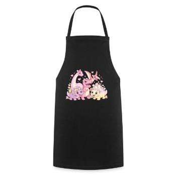Cute Girl Dino Troop - Cooking Apron - black - Front - AI Model Male 185 dark (185cm)