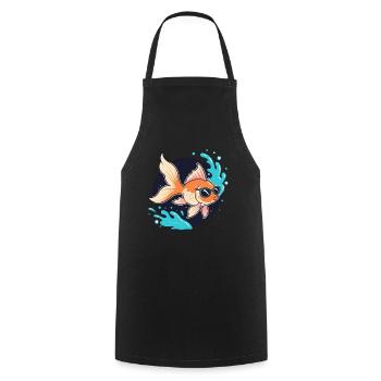 Retro Golden Fish Glasses - Cooking Apron - black - Front - AI Model Male 185 dark (185cm)