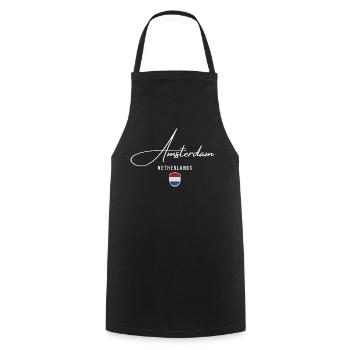 Amsterdam Hollande, design élégant Amsterdam - Tablier de cuisine - noir - Devant - AI Model Male 185 dark (185cm)