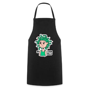 Méduse : Mon Look Fait Mal - Tablier de cuisine - noir - Devant - AI Model Male 185 dark (185cm)