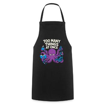 Funny Octopus Overstimulated - Cooking Apron - black - Front - AI Model Male 185 dark (185cm)