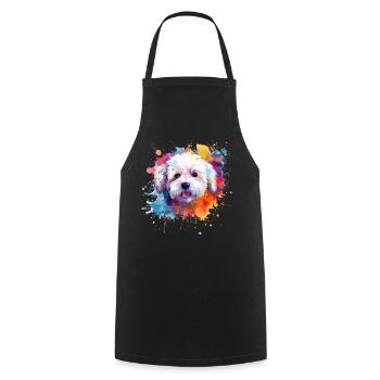 Splash Art Bichon Fris Dog Colorful - Cooking Apron - black - Front - AI Model Male 185 dark (185cm)