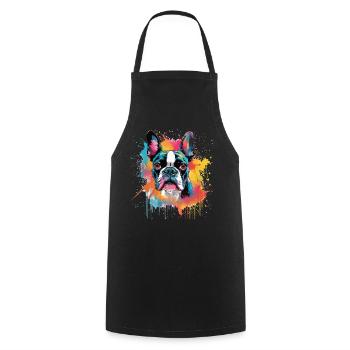Boston Terrier Dog Splash Art Farbige - Kochschürze - Schwarz - Vorne - AI Model Male 185 dark (185cm)