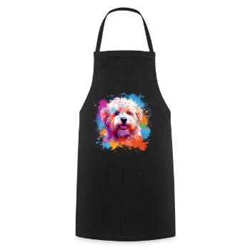 Colorful Dog Splash Art Bichon Fris - Cooking Apron - black - Front - AI Model Male 185 dark (185cm)