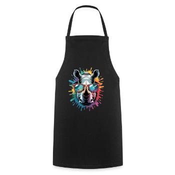 Colorful Rhino Rhino Watercolor Splash - Cooking Apron - black - Front - AI Model Male 185 dark (185cm)