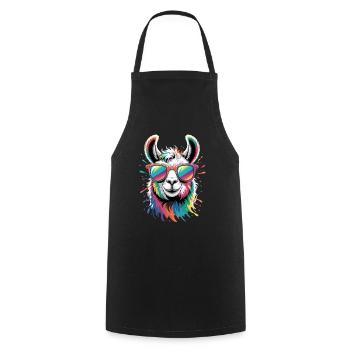 Colorful Llama Watercolor Splash - Cooking Apron - black - Front - AI Model Male 185 dark (185cm)