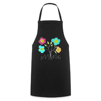 Colorful flowers sketch in the garden - Cooking Apron - black - Front - AI Model Male 185 dark (185cm)