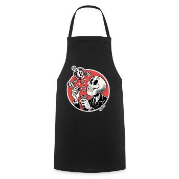 Skeleton Bubble Blower Illustration - Cooking Apron - black - Front - AI Model Male 185 dark (185cm)