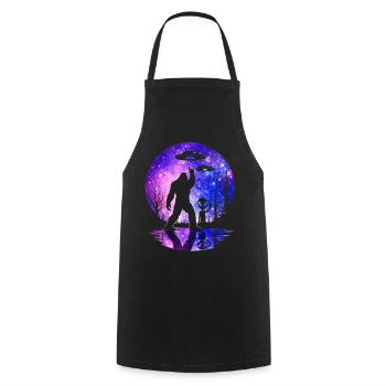 Bigfoot Alien Rock sur la Lune Shield Sasquatch Yeti - Tablier de cuisine - noir - Devant - AI Model Male 185 dark (185cm)