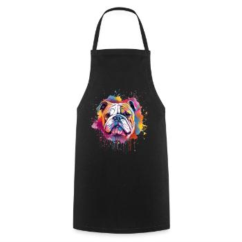 Portrait éclaboussé du Bulldog - Tablier de cuisine - noir - Devant - AI Model Male 185 dark (185cm)