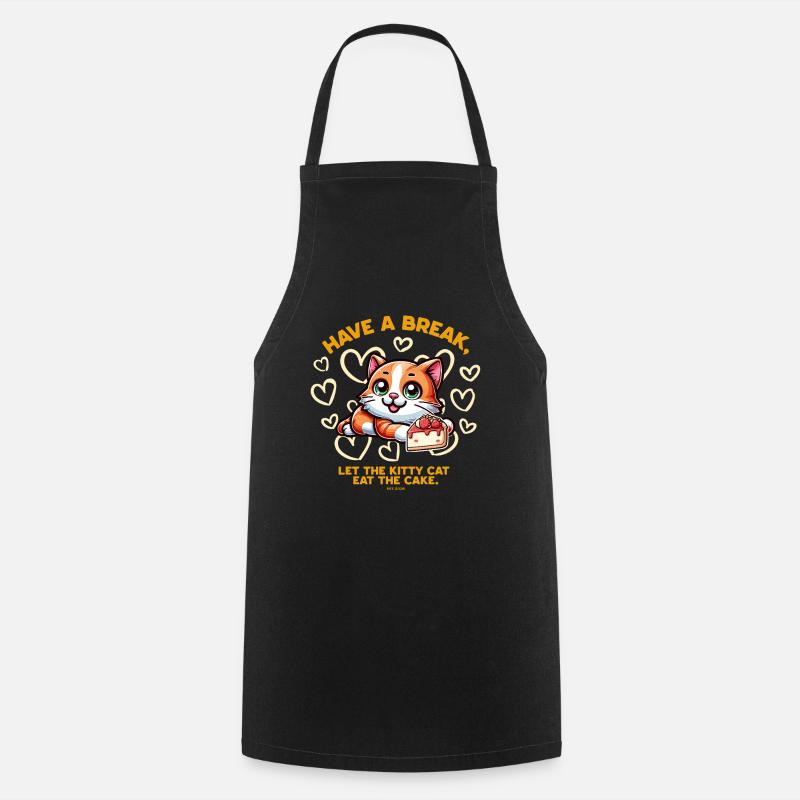 Cat loves cake - Cooking Apron - black