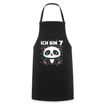 Ich bin 7 - Süßes Panda zum 7. Geburtstag - Kochschürze - Schwarz - Vorne - AI Model Male 185 dark (185cm)