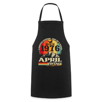 Vintage avril 1976 Vintage Rétro Anniversaire - Tablier de cuisine - noir - Devant - AI Model Male 185 dark (185cm)