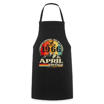 Vintage avril 1966 Vintage Rétro Anniversaire - Tablier de cuisine - noir - Devant - AI Model Male 185 dark (185cm)