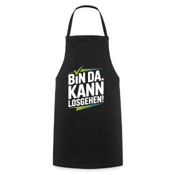 Bin Da Kann Losgehen JGA Büro Malle Festival Party - Kochschürze - Schwarz - Vorne - AI Model Male 185 dark (185cm)