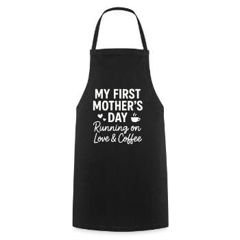 First Mother's Day Humor Mom Gift Idea Family - Cooking Apron - black - Front - AI Model Male 185 dark (185cm)