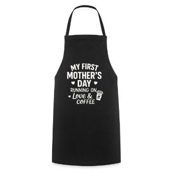 First Mother's Day Humor Mom Gift Idea Family - Cooking Apron - black - Front - AI Model Male 185 dark (185cm)