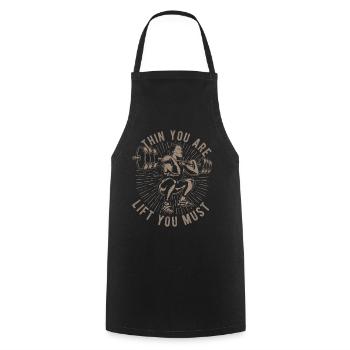 Motivation fitness Bodybuilder Lifting Que vous devez absolument faire à la salle de sport - Tablier de cuisine - noir - Devant - AI Model Male 185 dark (185cm)