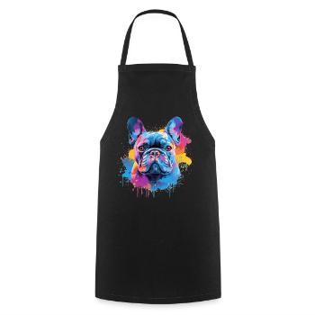 French Bulldog Dog Splash Art Colorful - Cooking Apron - black - Front - AI Model Male 185 dark (185cm)