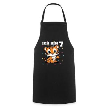 Ich bin 7 - Süßes Tiger zum 7. Geburtstag - Kochschürze - Schwarz - Vorne - AI Model Male 185 dark (185cm)