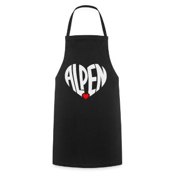 Alpen Herz Typo  - Kochschürze - Schwarz - Vorne - AI Model Male 185 dark (185cm)