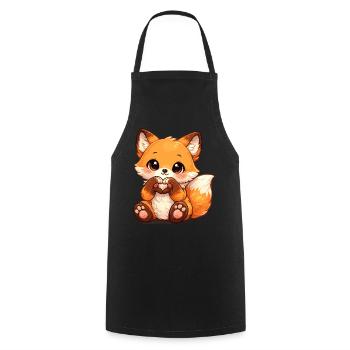 Kawaii Fuchs Herzzeichen - Kochschürze - Schwarz - Vorne - AI Model Male 185 dark (185cm)