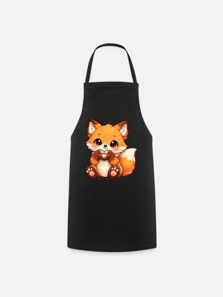 Kawaii Fuchs Herzzeichen - Kochschürze - Schwarz