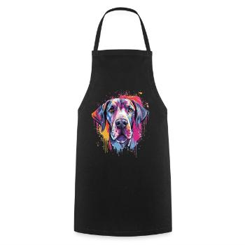 Art coloré éclaboussuré de chien en grand dogue - Tablier de cuisine - noir - Devant - AI Model Male 185 dark (185cm)