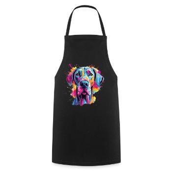 Chien coloré de grand dogue éclaboussé - Tablier de cuisine - noir - Devant - AI Model Male 185 dark (185cm)