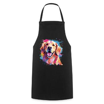Golden Retriever Hund Spritzkunst bunt - Kochschürze - Schwarz - Vorne - AI Model Male 185 dark (185cm)