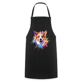 Splash art coloré Pembroke Welsh Corgi Dog - Tablier de cuisine - noir - Devant - AI Model Male 185 dark (185cm)