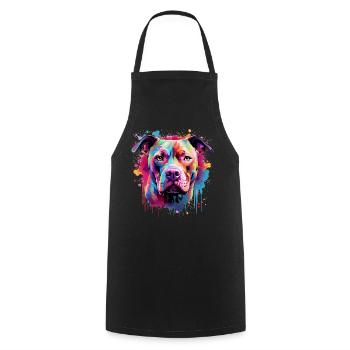 Pitbull Dog Splash Art Colorful - Cooking Apron - black - Front - AI Model Male 185 dark (185cm)