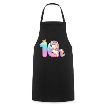 J’ai 10 ans d’anniversaire de la fille licorne de Kawaii - Tablier de cuisine - noir - Devant - AI Model Male 185 dark (185cm)