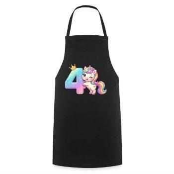 J’ai 4 ans d’anniversaire de fille licorne de Kawaii - Tablier de cuisine - noir - Devant - AI Model Male 185 dark (185cm)