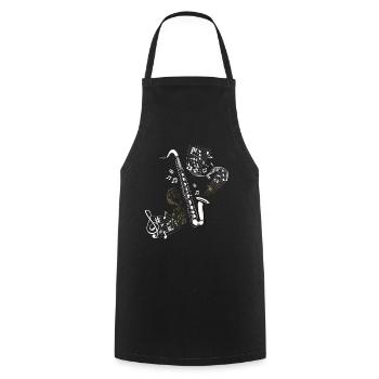 Illustration de roulement de notes au saxophone clarinette basse - Tablier de cuisine - noir - Devant - AI Model Male 185 dark (185cm)