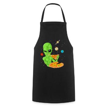 Alien Pizza Space Shirt - Tablier de cuisine - noir - Devant - AI Model Male 185 dark (185cm)