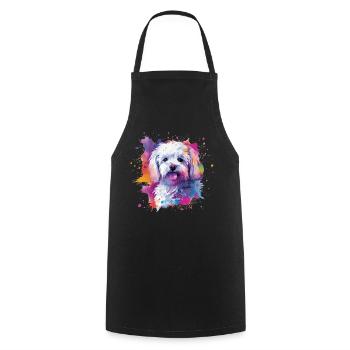Maltesische bunte Hunde-Splash-Kunst - Kochschürze - Schwarz - Vorne - AI Model Male 185 dark (185cm)
