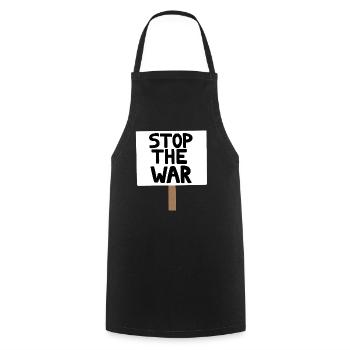Panneau de protestation contre la guerre - Tablier de cuisine - noir - Devant - AI Model Male 185 dark (185cm)