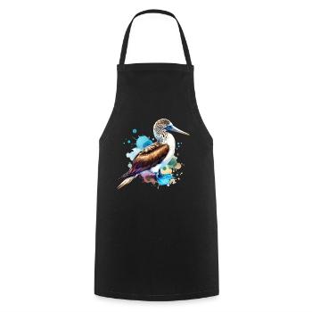Blue-footed boobies motif - Cooking Apron - black - Front - AI Model Male 185 dark (185cm)