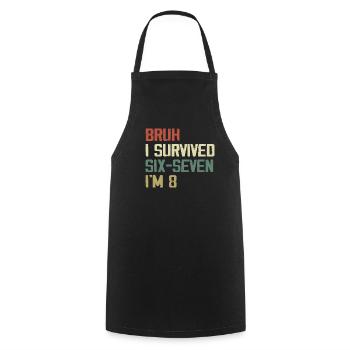 8th Birthday Design – Finally Eight Years Old - Cooking Apron - black - Front - AI Model Male 185 dark (185cm)