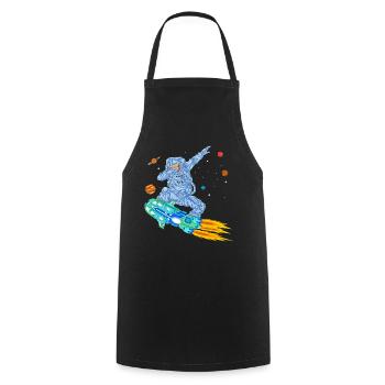 T-shirt spatial Astronaute en hoverboard - Tablier de cuisine - noir - Devant - AI Model Male 185 dark (185cm)