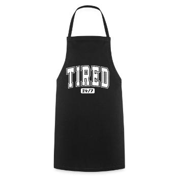 Tired 24/7 Retro Lettering - Cooking Apron - black - Front - AI Model Male 185 dark (185cm)
