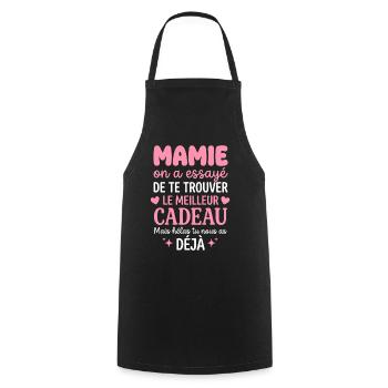 Mamie cherche le meilleur cadeau - Tablier de cuisine - noir - Devant - AI Model Male 185 dark (185cm)