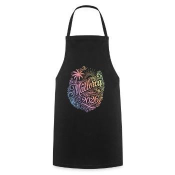 Palmier coloré de Majorque 2026 - Tablier de cuisine - noir - Devant - AI Model Male 185 dark (185cm)